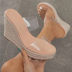 Shein Transparent Strap Wedge Sandals